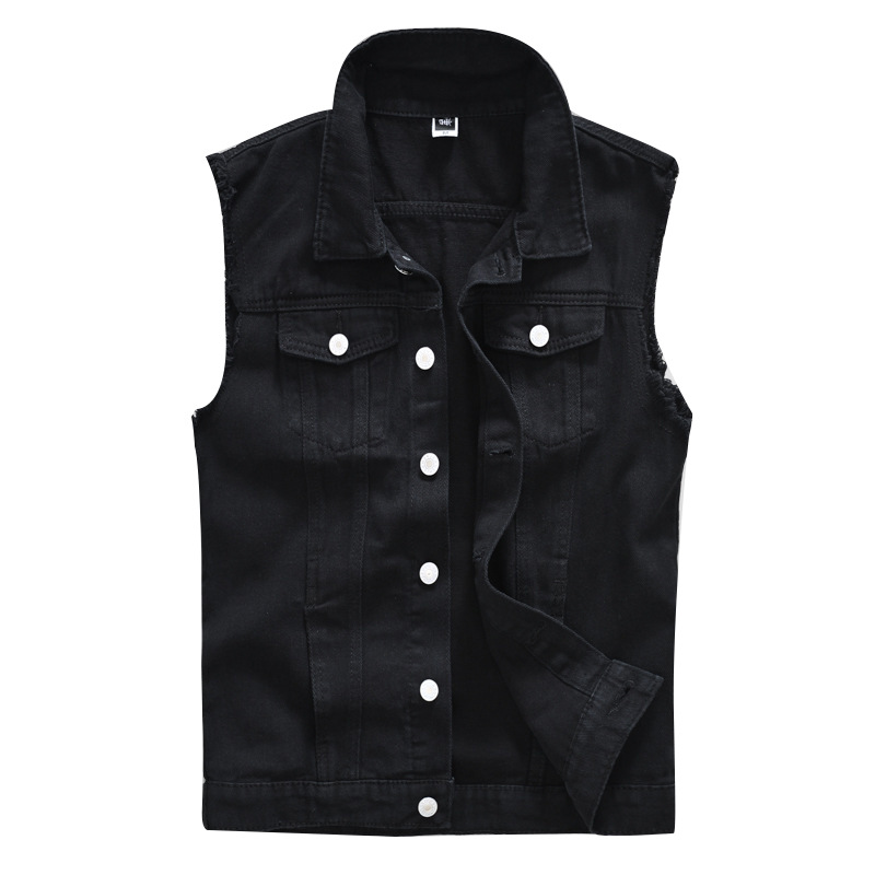 Men's Denim Vest Black Trendy Brand Cool Casual