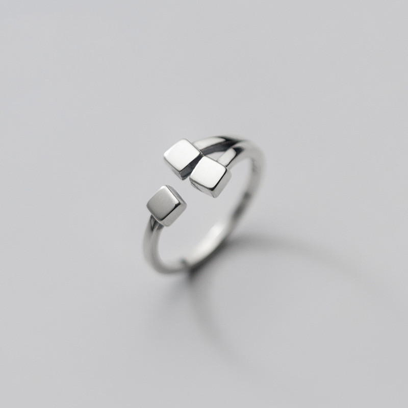 Simple And Small Square Ring In Silver
