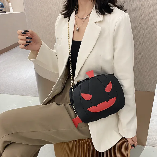 Super Fire Spoof Pumpkin Bat Pu Crossbody Bag Black - Shop at LoveMi