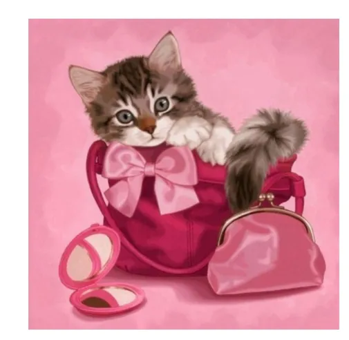 Colorful Diamond Embroidery Pet Cats And Dogs Animals Square Round Decoration Pictures - Round