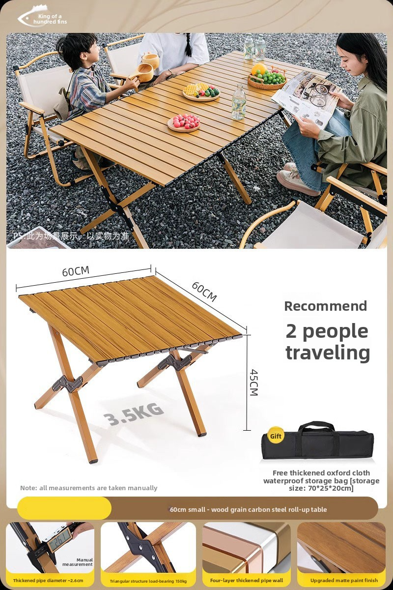 Outdoor Folding Table, Roll-up Table, Portable Tables And Chairs For Picnic, Outdoor Cooking, Barbecue And Camping