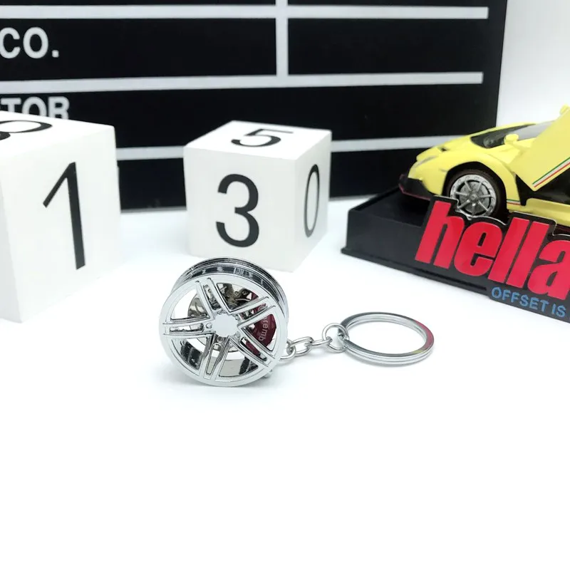 Car Pendant With Brake Disc Wheel Hub - Silver