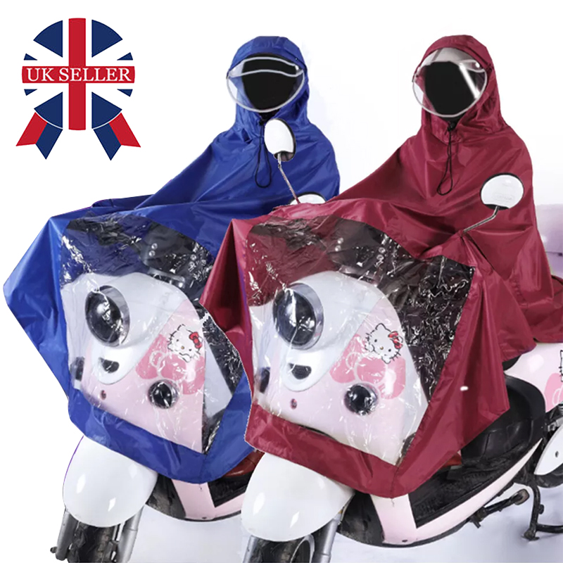 Waterproof Hooded Coat Poncho Cape Mobility Scooter Bike Rain Cover 2