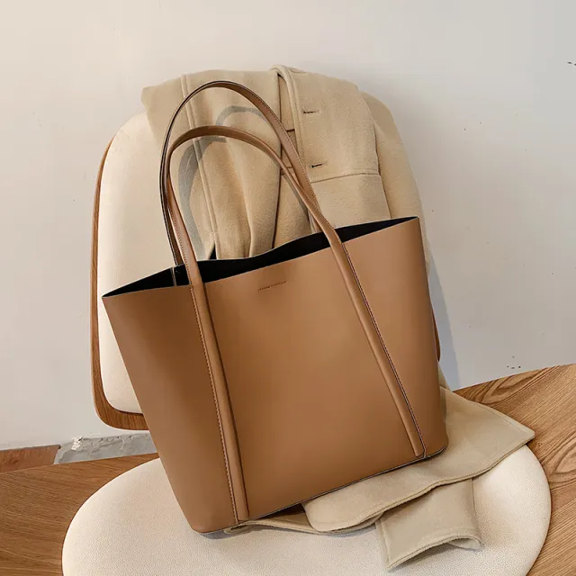 Large capacity Versatile One shoulder Commuter Tote Bag Apricot - Shop at LoveMi