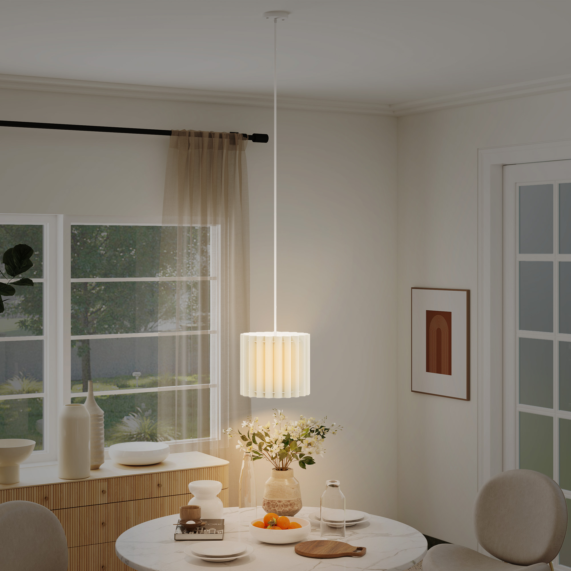 Linen Pendant Light, Bedside Ceiling E27 Bulb, Modern Style, Suitable — image 5