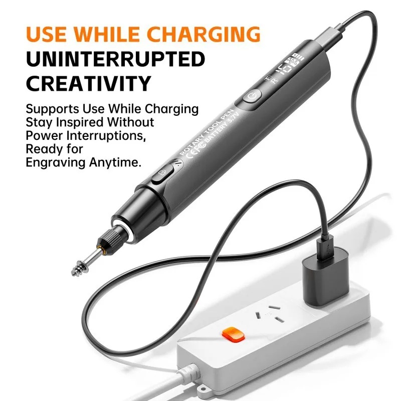 Electric Mini Engraving Pen Cordless Rotary Tool With LED Display Complete Kit — image 8
