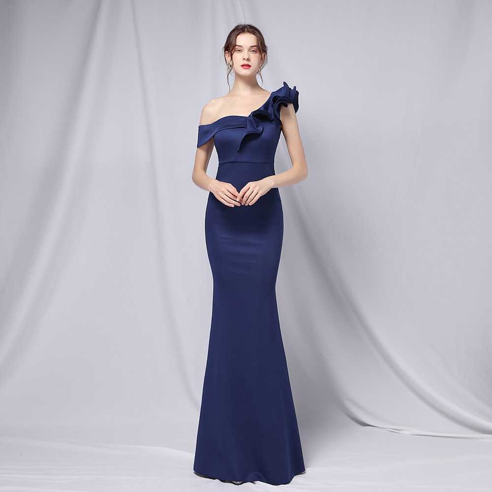 Elegant And Thin Sexy Fishtail Dress Navy Blue - Shop at LoveMi