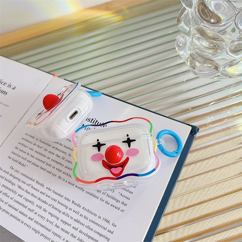 Three-dimensional Clown Wireless Bluetooth Earphone Cover Cute Transparent Soft Case - Image 4