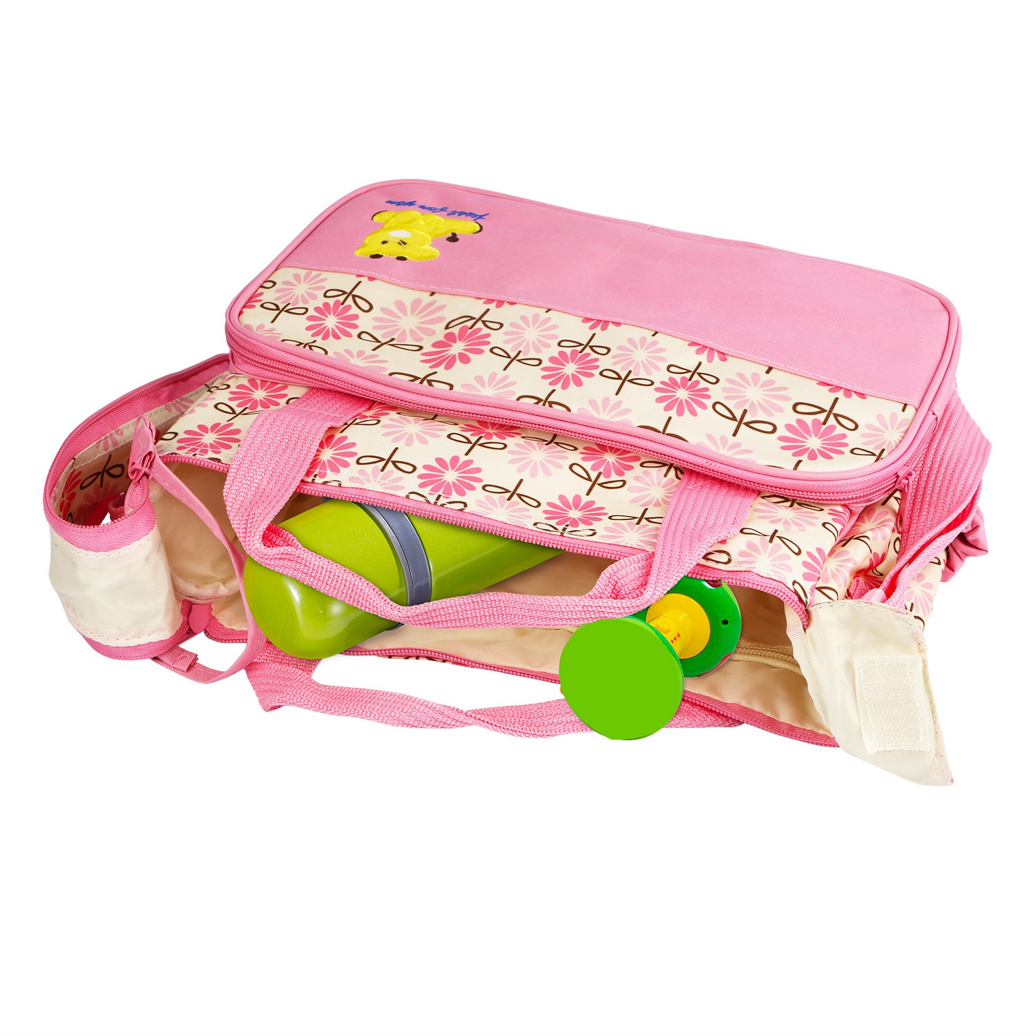 5PCS Per Set Baby Nappy Diaper Bags Set Mummy Diaper Shoulder Bags WithNappy Changing Pad Insulated Pockets Travel Tote Bags For Mom Dad