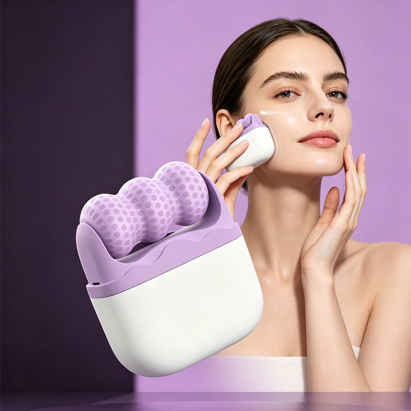 Ice Massage Device,Ice Roller Set For Face And Eyes - Facial Skin Care Tools With 2 Cold Therapy Face Roller And Premium Travel Case, Self Care Gift F