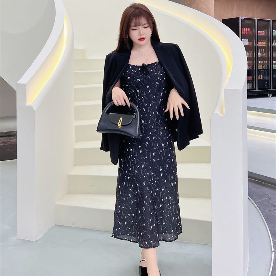 Little Moonlight Waist Lace Up Print Suspended Dress