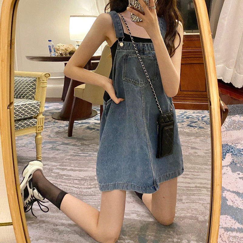Strap Dress, Western Style Denim Skirt, Temperament Skirt