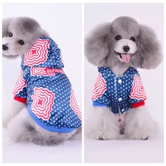 Printed Cotton Two-legged Teddy Bichon Autumn And Winter Pet Clothes - Blue - View 1