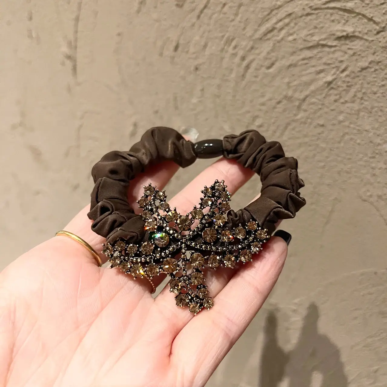Ice Silk Large Intestine Ring Head Rope Czech Diamond Starfish Rhinestone Hair Ring