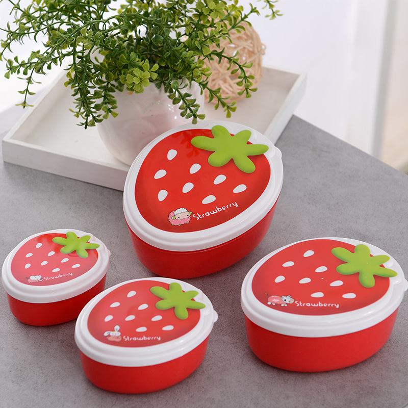 Title 2, Strawberry 4-piece Preservation Box Mini Cartoo...