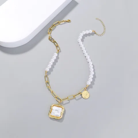 Faux Baroque Pearl Necklace