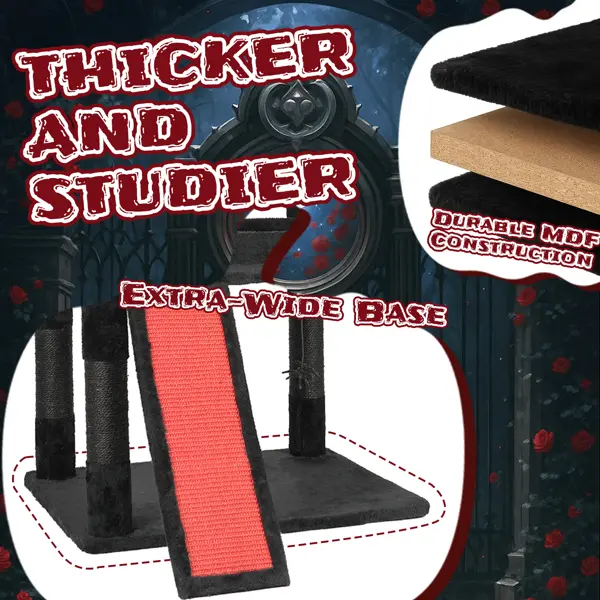 53in Gothic Cat Tree With Coffin Bed, Large Cat Tower With Spacious Cat Condo, Scratching Posts, Spider Hanging Toys, Scratching Board, Multi-Level Cat Activiti