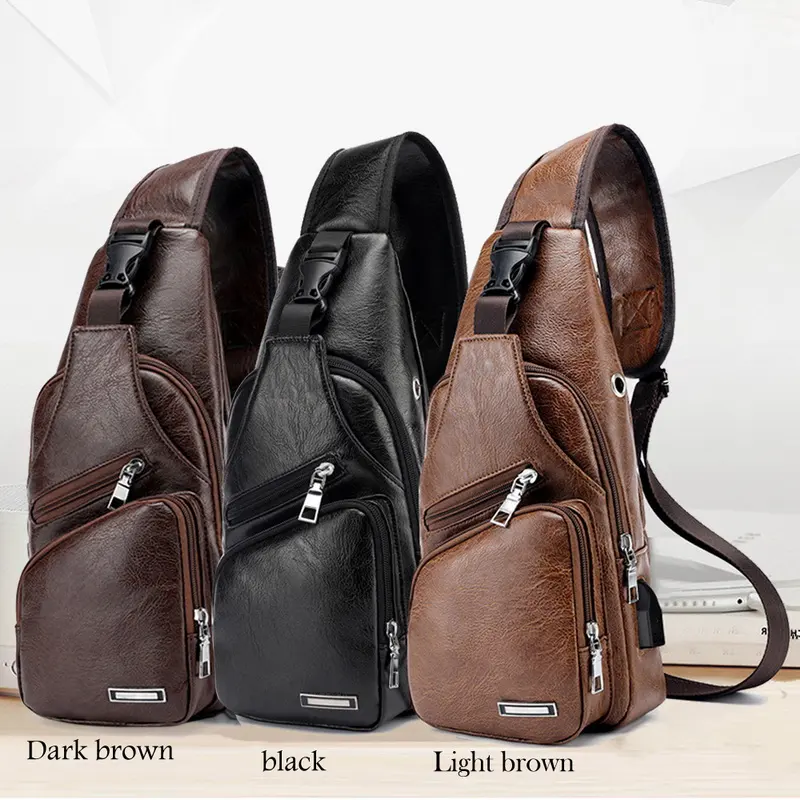 Men USB Charging Bag Men Chest Bag for Custom