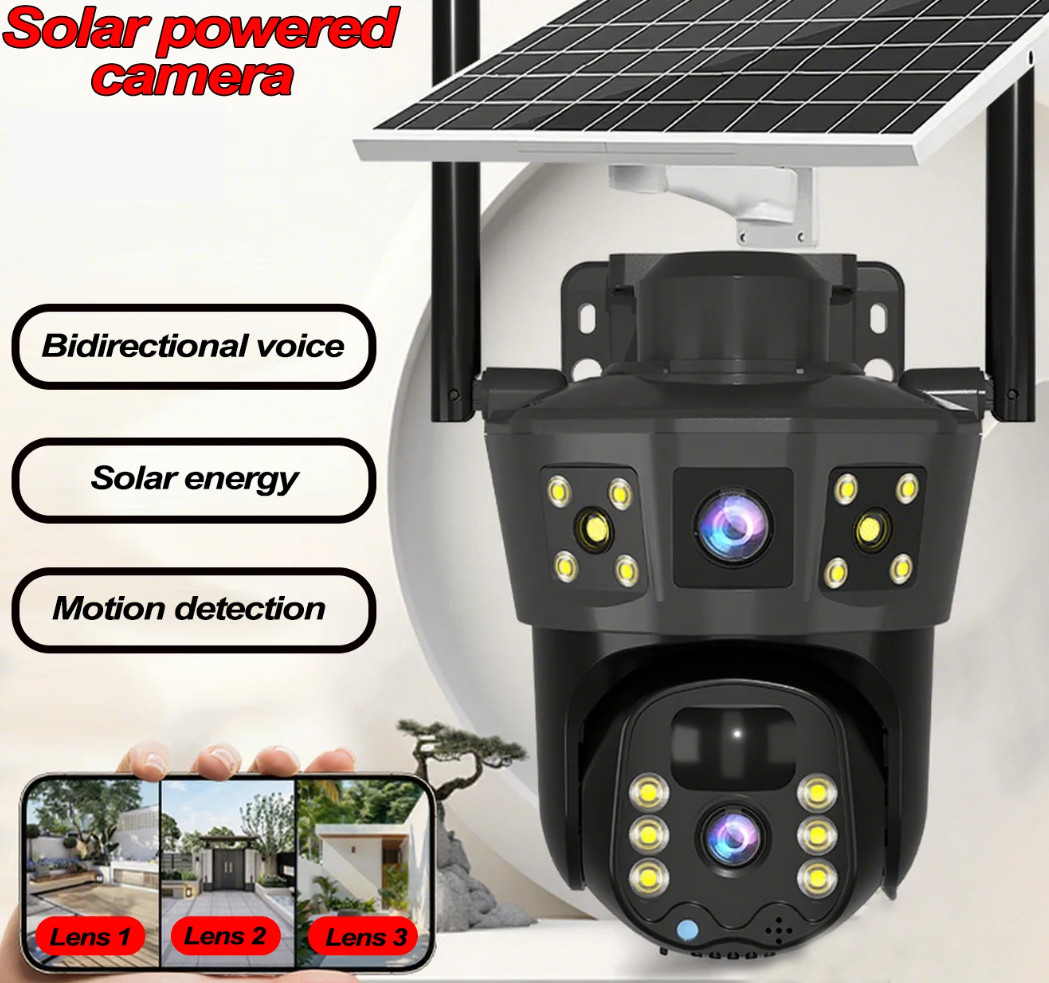 3 Screens Wireless Security Camera Wifi Solar Powered Voice PIR Cctv Outdoor UK 11