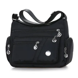 Women Shoulder Bag Multi-pocket Design Waterproof Casual High Capacity Crossbody Bag - Black
