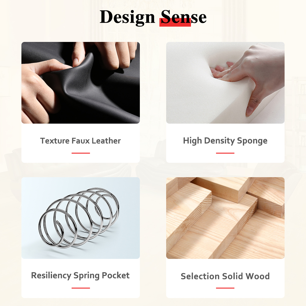 Pickup Only--Black & Red Faux Leather 3-Piece Couch Living Room Sofa Set