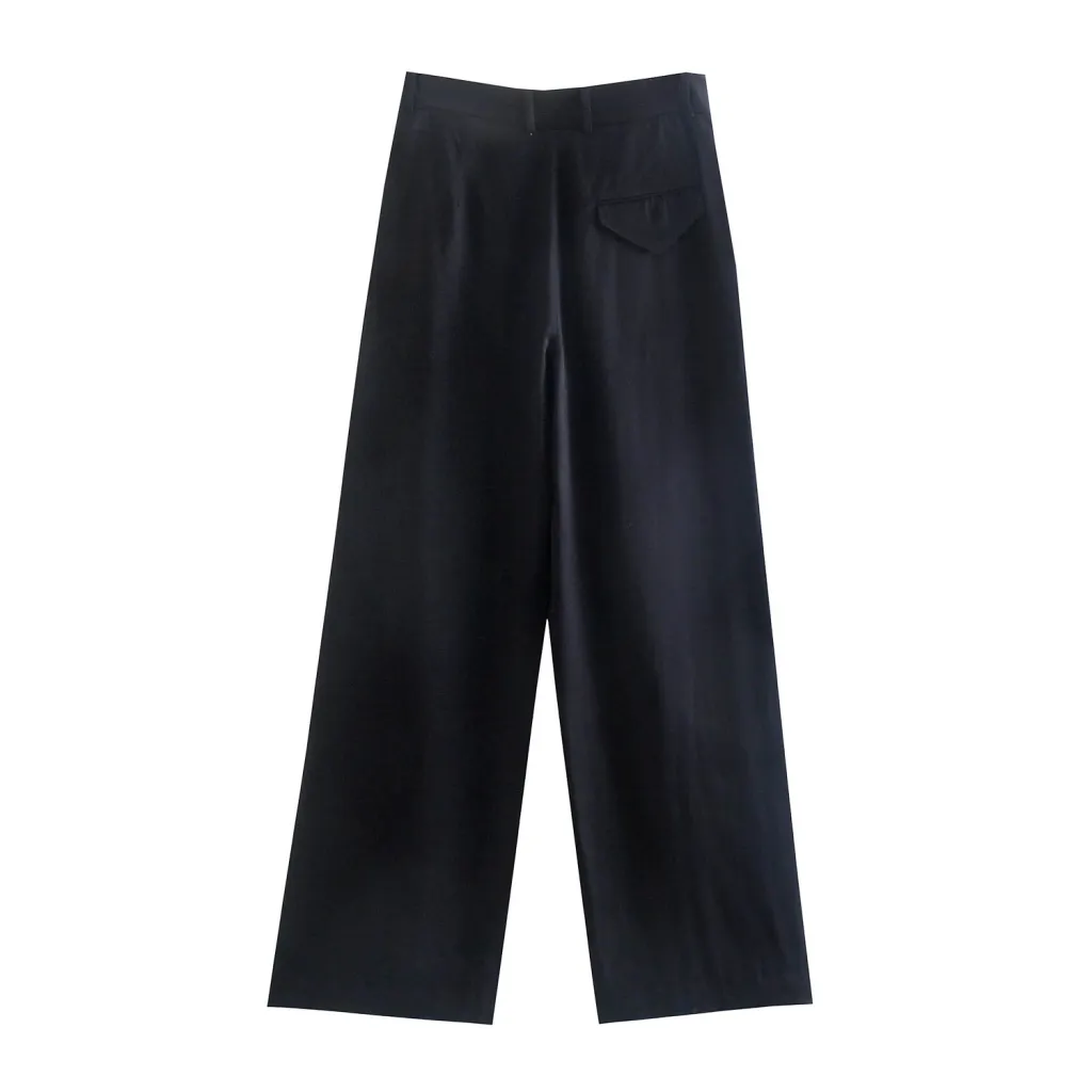 Women's High-waisted Wide-leg Pants Straight-leg Pants - Black