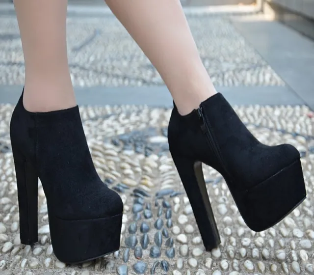 Rough High heeled Frosted Ladies Martin Boots Black - Shop at LoveMi