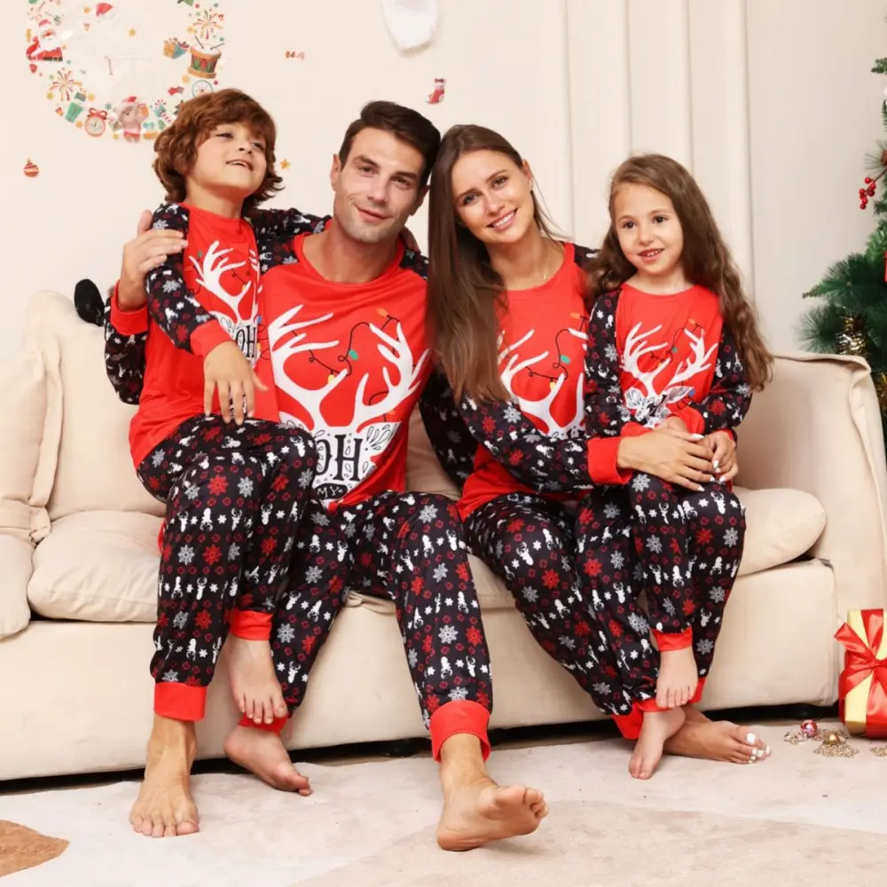 New Letter Snowflake Deer Christmas Parent-child Suit Printed Homewear