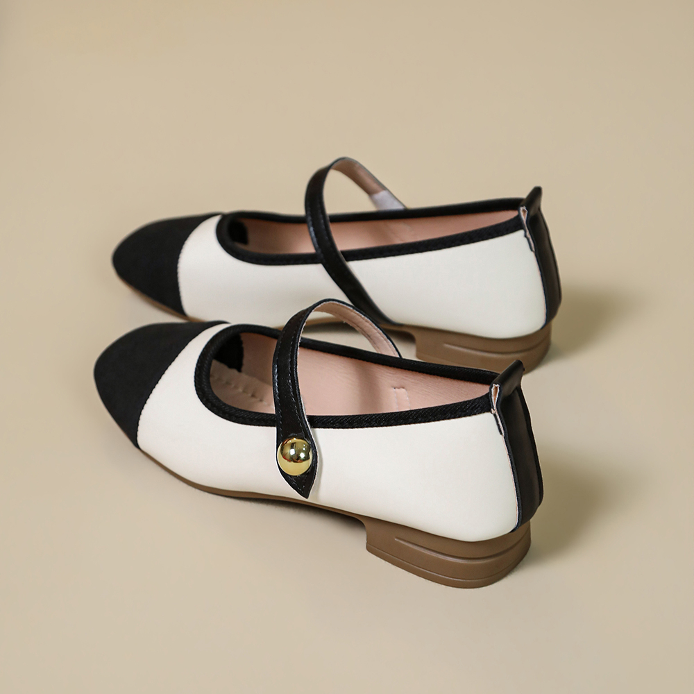 Women Vintage Two-Tone Color Block Flats Campus Office Daily Walking Loafers