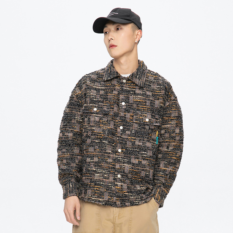 Men's New Contrast Color Lapel Trendy Loose Jacket