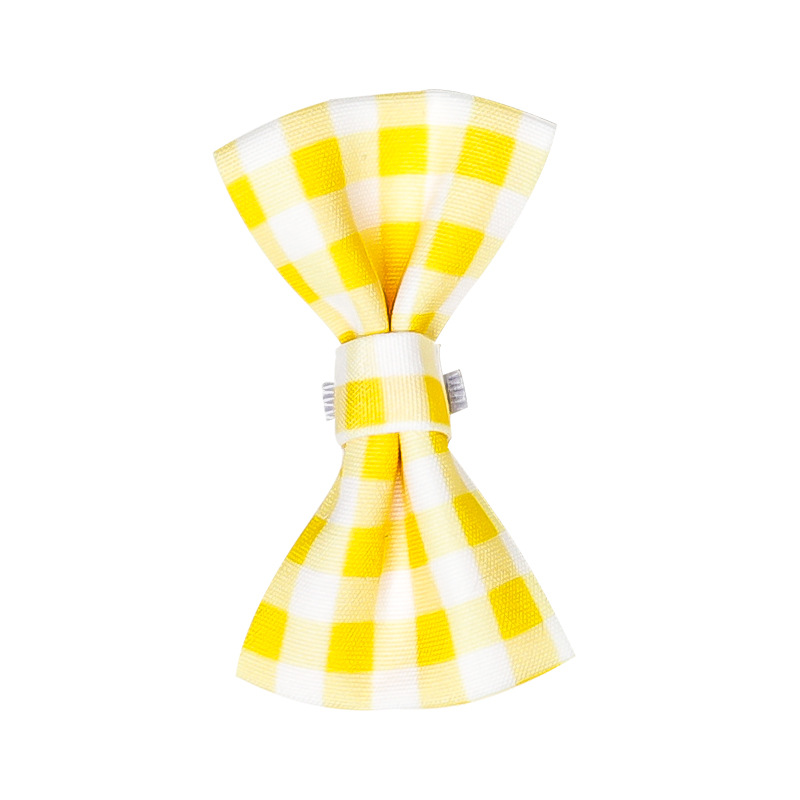 Yellow plaid bow tie