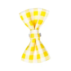 Summer Lace Faux Paw Corgi Teddy Sun Hat - Yellow Plaid Bow Tie - View 1