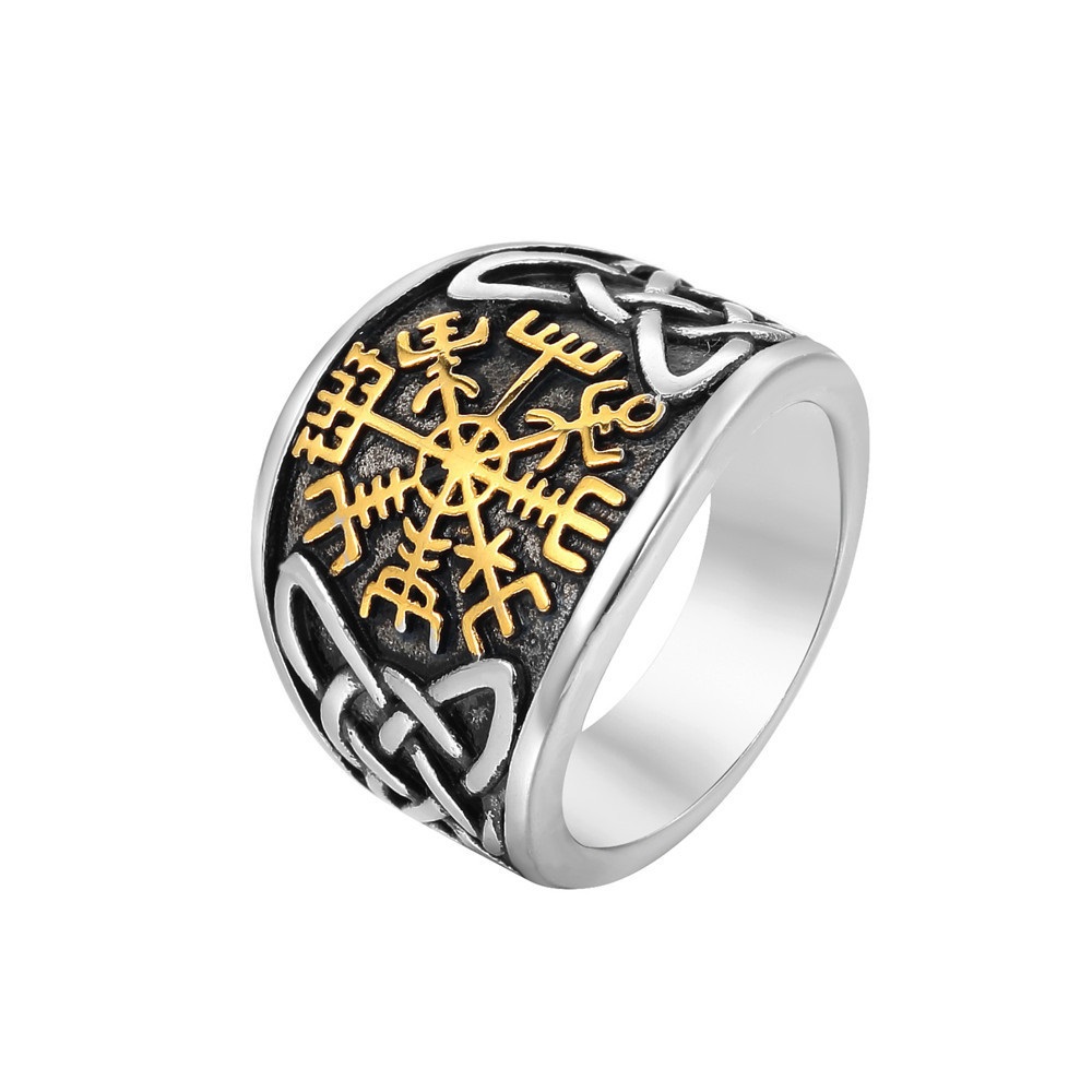 Title 5, Anillo de acero de titanio para hombre, vikingo...