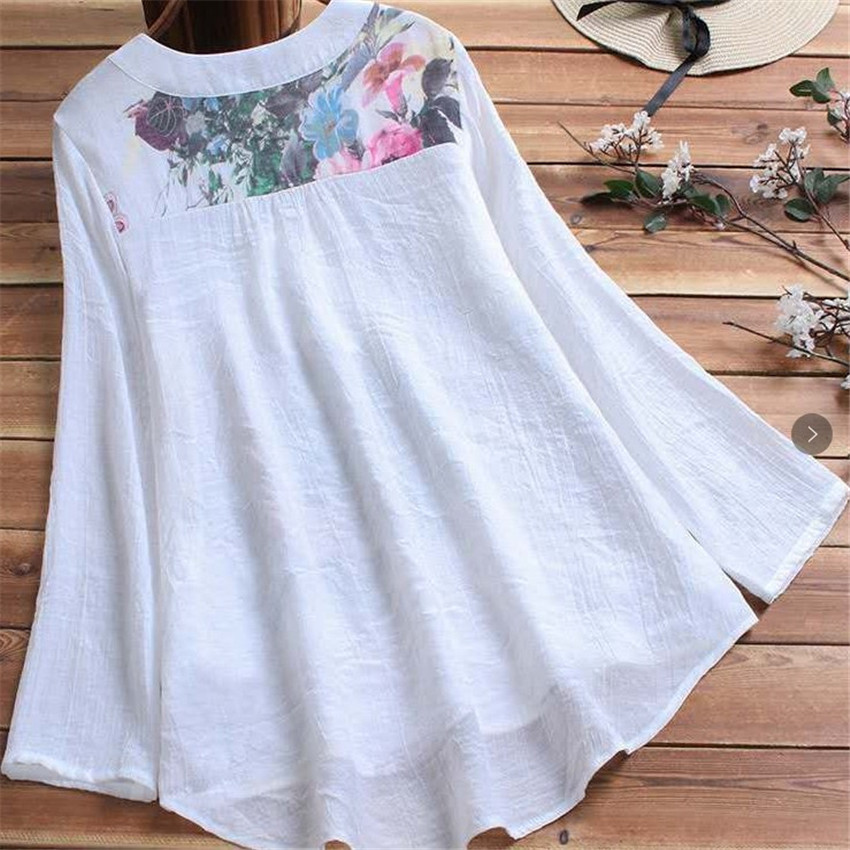 Women's Cotton Shirt (White-S)