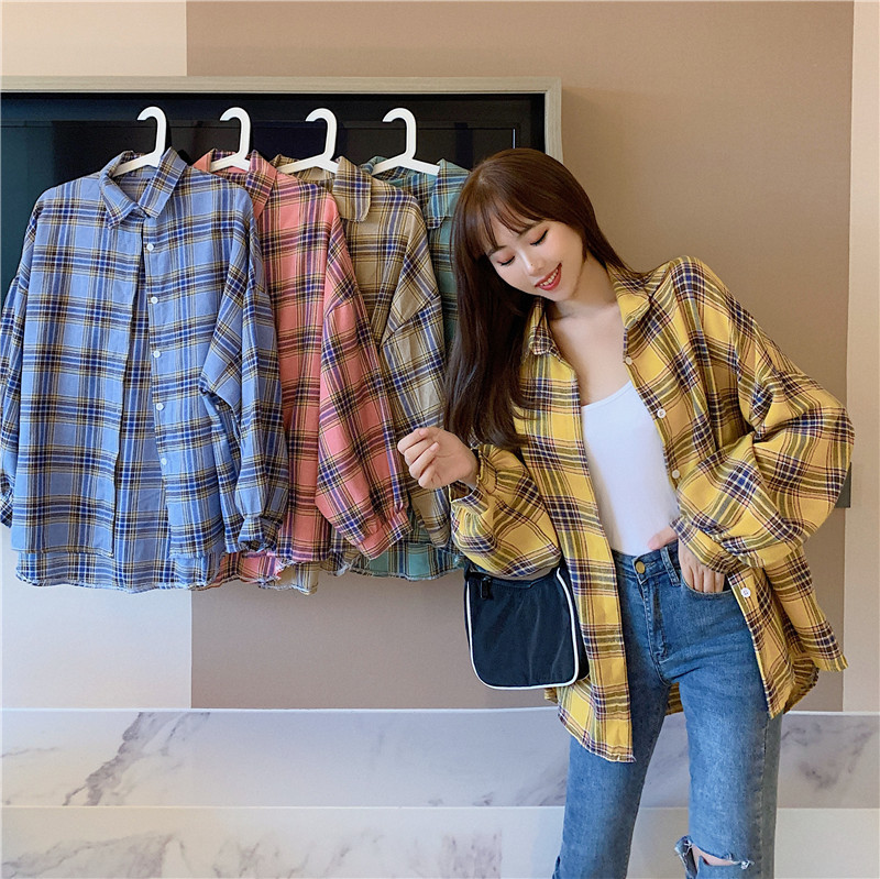 Title 9, Retro Loose Plaid Shirt Women