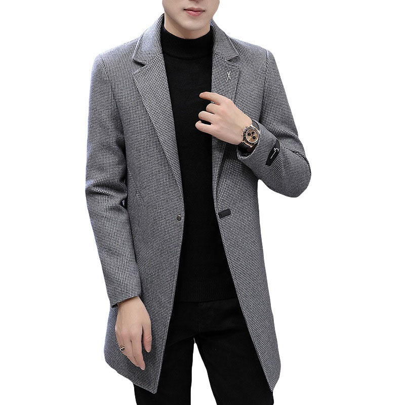 Winter Youth Slim Houndstooth Coat Trend