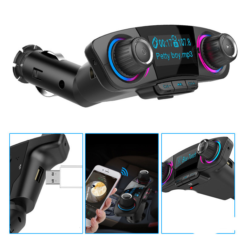 Dual-head Car Bluetooth Mp3 Dual-knobs, Cool Lights, Large-screen Display - Image 4
