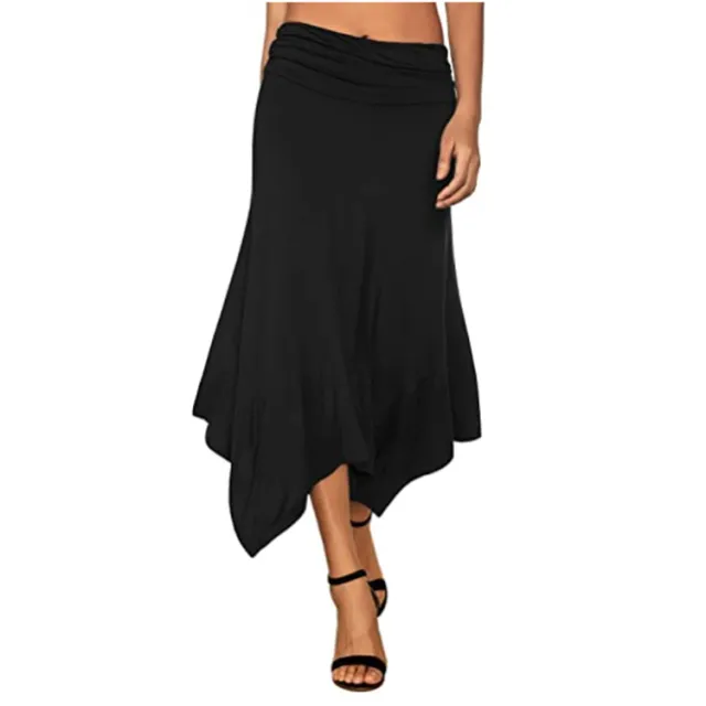 Irregular Skirt Elegant Square Scarf Hem European Temperament Commuter Knitted Casual Long Skirt Black - Shop at LoveMi