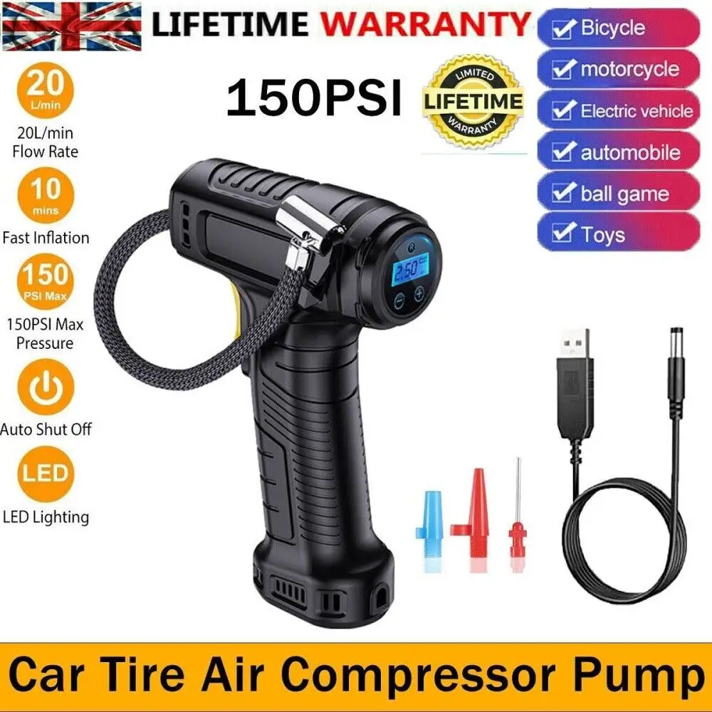 Car Tyre Inflator Cordless Digital USB Rechargeable