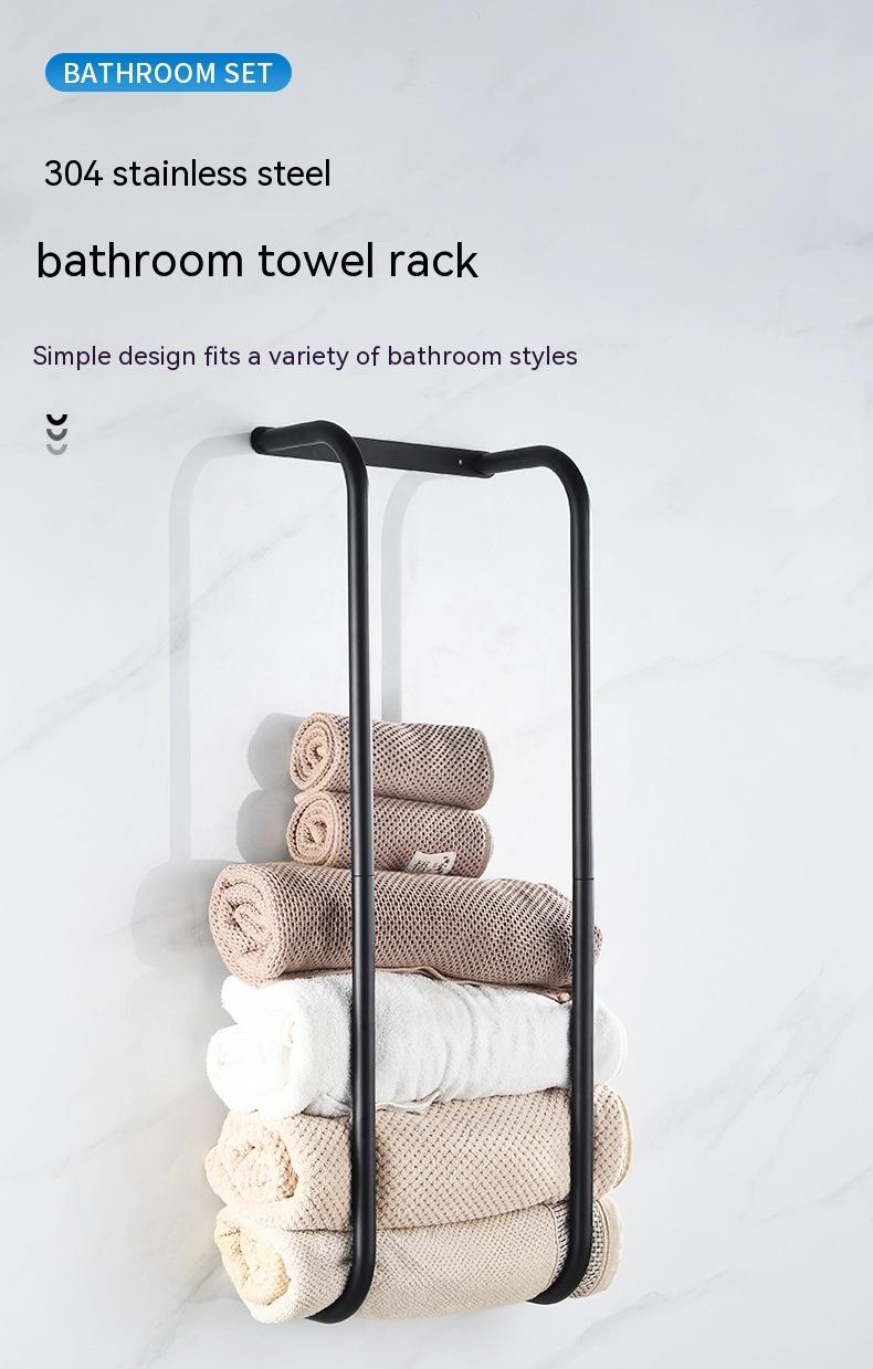 Title 9, Wall Mounted Black Towel Holder With Non Perfor...