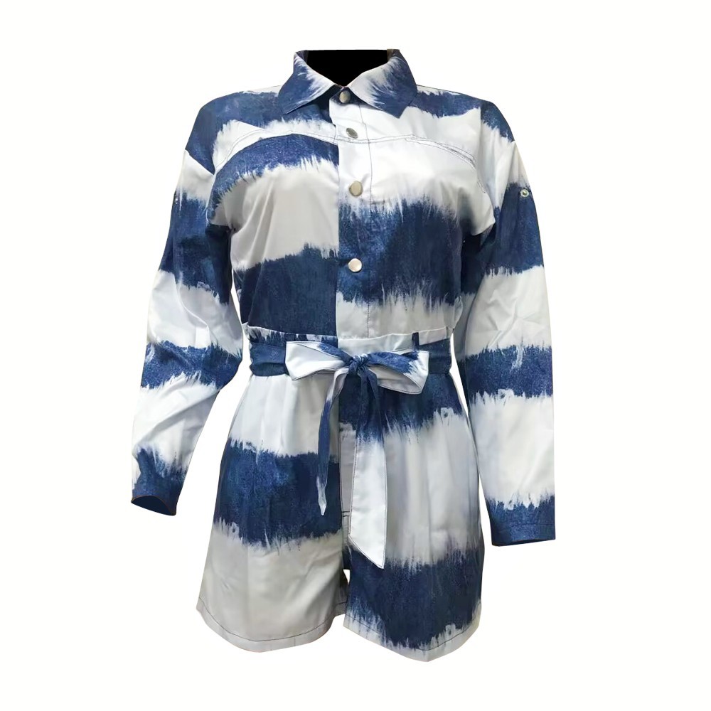 Women's Fashion Casual Tie-dye Short-sleeved Jumpsuit