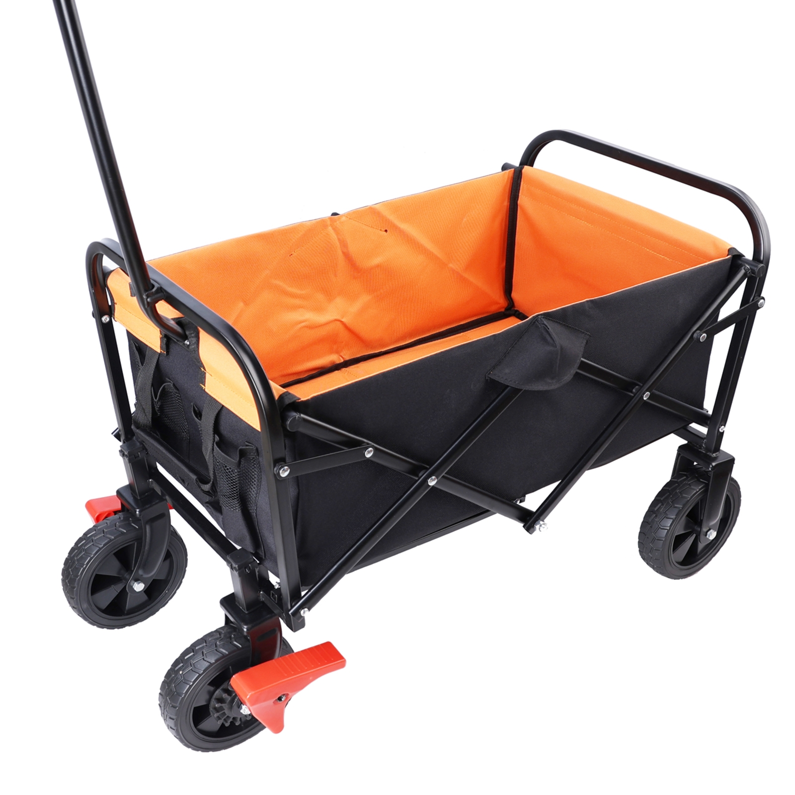 Mini Folding Wagon Garden Shopping Beach Cart Black Yellow Brake Beige Yellow - Shop at LoveMi