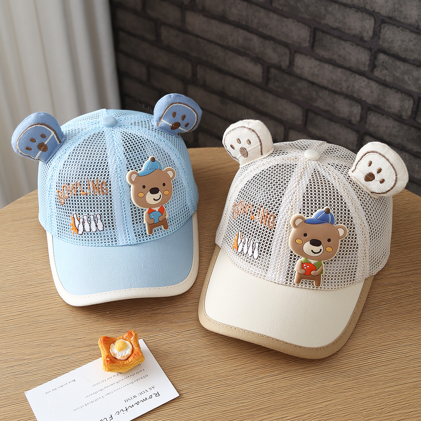Summer Cute Drawing Board Bear Boys' And Girls' Hat Mesh Hat For Children Duckbill Cap Breathable Full Mesh Baseball Cap