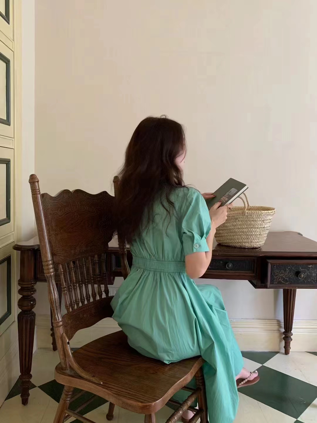 Slim Bubble Sleeve Shirt Style Dress For Women