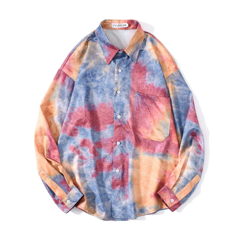 Men's Fashion Oil Painting Flower Long Sleeve Shirt