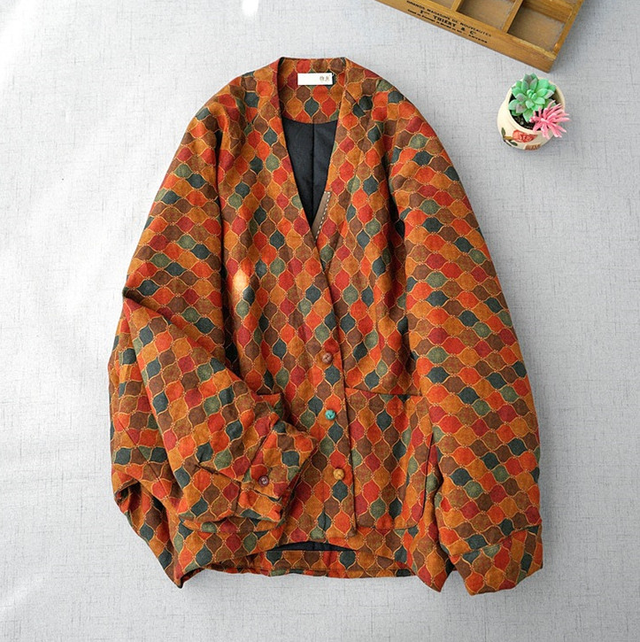 Cotton Coat Women Fashion Retro Linen Picture Color - Shop at LoveMi