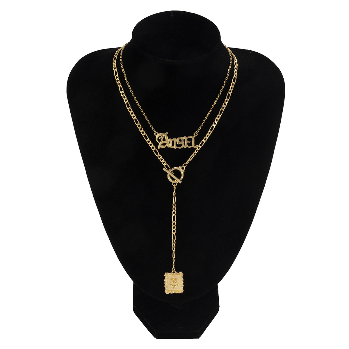 European And American Swears Long Tag Tassel Necklace Cross-border Creative Letter Ot Buckle Set Item