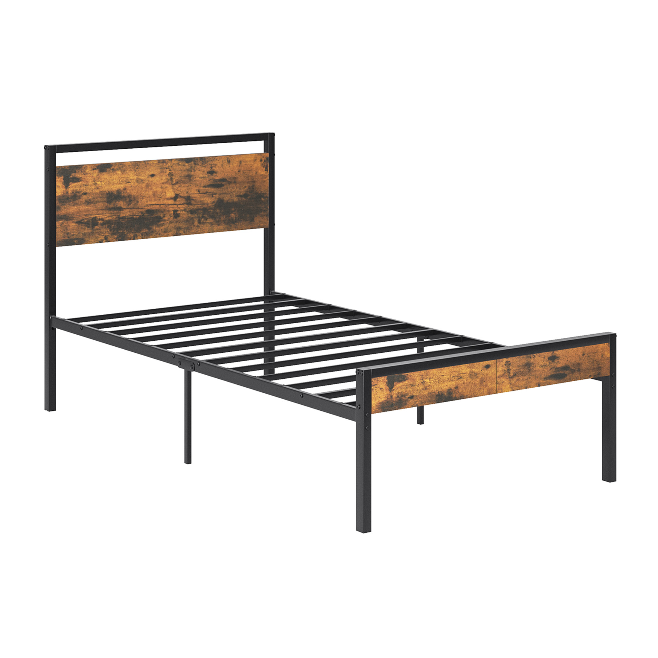Heavy-duty Metal Platform Bed With Wooden Headboard, Capable Of Supporting 1000 Pounds, And With Storage Space Beneath The Bed. image 8