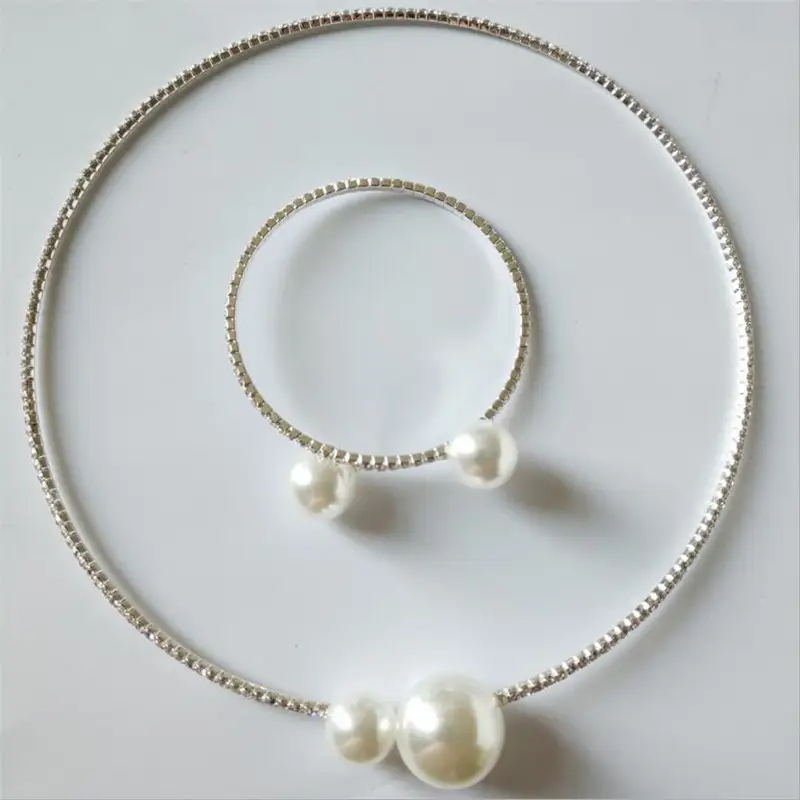 Alloy Diamond Simple Style Necklace Bracelet Set
