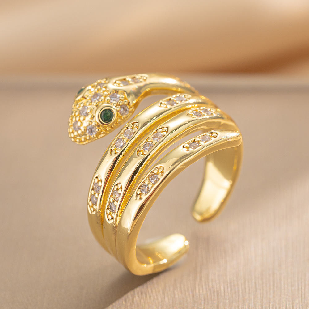 Zircon Snake Shaped Multi-layer Niche Temperament Ring